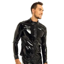 Jacke aus glänzendem Lackleder
