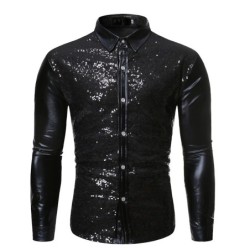 Shiny metallic long sleeve shirt - with sequins decorationsT-shirts