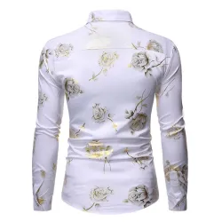 Luxuriöses Langarmshirt - bedruckt mit goldenen Rosen