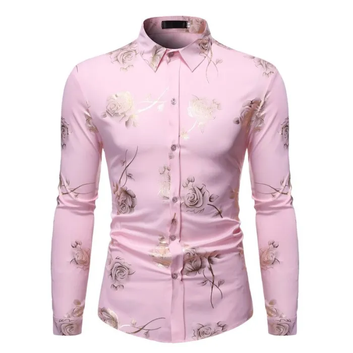 Luxurious long sleeve shirt - printed golden rosesT-shirts