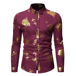 Luxurious long sleeve shirt - printed golden rosesT-shirts