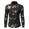 Luxuriöses Langarmshirt - bedruckt mit goldenen Rosen
