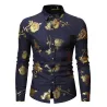 Luxurious long sleeve shirt - printed golden rosesT-shirts