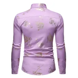 Luxurious long sleeve shirt - printed golden rosesT-shirts