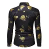 Luxuriöses Langarmshirt - bedruckt mit goldenen Rosen