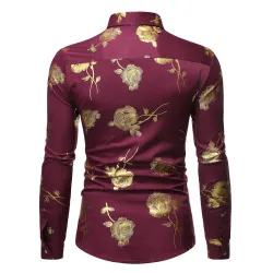 Luxurious long sleeve shirt - printed golden rosesT-shirts