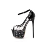 Sexy High Heel Transparent Pumps - mit Nieten