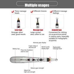 Multifunction electric massage pen - acupuncture - pain relief - beauty roller - with laser lightMassage