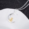 Halbmond / goldener Hasenanhänger - silberne Halskette