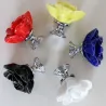 Möbelgriffe aus Keramik - Lotusblumenform - 10 Stück