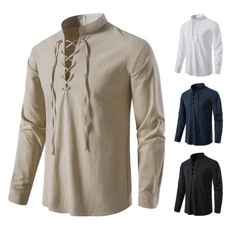 Klassisches Langarm-Shirt – zum Binden am Ausschnitt
