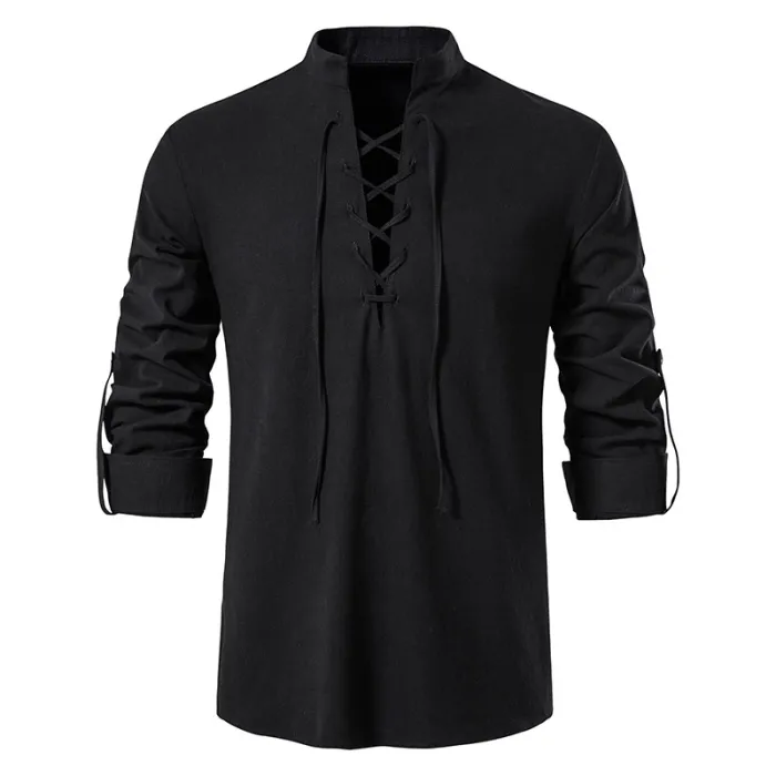 Klassisches Langarm-Shirt – zum Binden am Ausschnitt