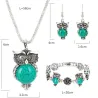 Silver jewellery set - with owls - necklace / earrings / braceletJewellery Sets