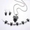 Silberschmuckset - mit Eulen - Halskette / Ohrringe / Armband