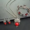 Silberschmuckset - mit Eulen - Halskette / Ohrringe / Armband