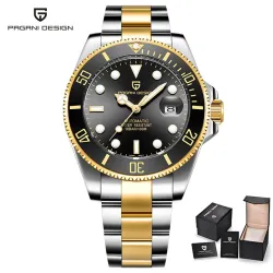 Pagani Design - Automatikuhr aus Edelstahl - wasserdicht - gold / schwarz