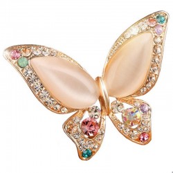 Schmetterlingsbrosche - Opal / Kristalle
