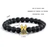 Schwarzes Perlenarmband - mit Krone