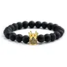 Schwarzes Perlenarmband - mit Krone