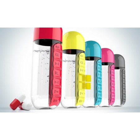Täglicher Pillen-Organizer – Box – Wasserflasche – auslaufsicher – 600 ml