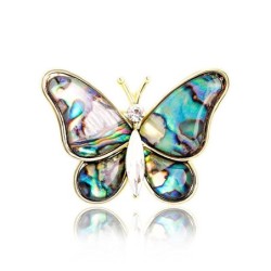 Bunter Muschel-Schmetterling – mit Kristall – Brosche