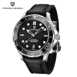 PAGANI DESIGN – mechanische Uhr – Edelstahl – wasserdicht – Nylonarmband – schwarz