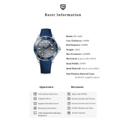 PAGANI DESIGN – mechanische Uhr – Edelstahl – wasserdicht – blau