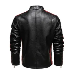 Kurze Lederjacke - dekorative Aufnäher