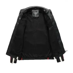 Kurze Lederjacke - dekorative Aufnäher