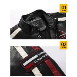 Kurze Lederjacke - dekorative Aufnäher