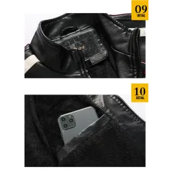 Kurze Lederjacke - dekorative Aufnäher