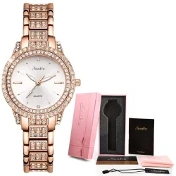 SUNKTA – elegante Quarzuhr mit Kristallen – Roségold