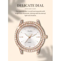 SUNKTA – elegante Quarzuhr mit Kristallen – Roségold
