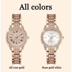 SUNKTA – elegante Quarzuhr mit Kristallen – Roségold