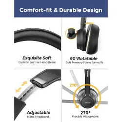Mpow HC6 – USB-Kabel-Headset – Kopfhörer mit Mikrofon – 3,5 mm