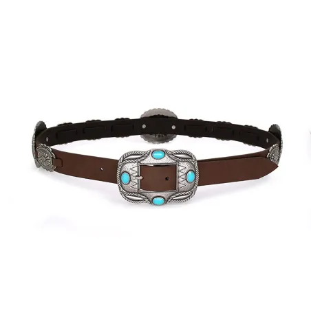 Cowboy style leather belt - with metal decorationsBelts