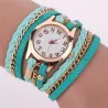 Mehrschichtiges Lederarmband – mit runder Quarzuhr