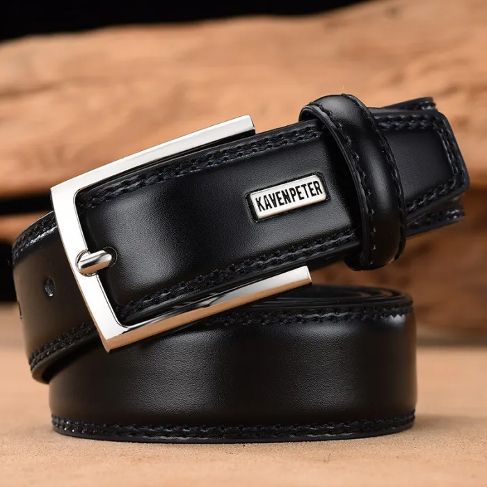 Elegant leather belt - with metal buckleBelts