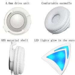 Kinderkopfhörer – LED – leuchtende Katzenohren – 3,5-mm-Klinkenstecker