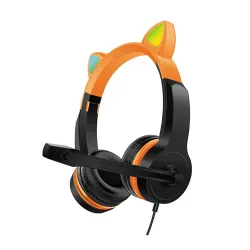 Leuchtende Katzenohren-Kopfhörer – kabelgebundenes Headset – mit Mikrofon