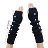 Lange Strickhandschuhe – fingerlos – mit Zierperlen