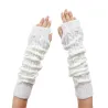 Lange Strickhandschuhe – fingerlos – mit Zierperlen