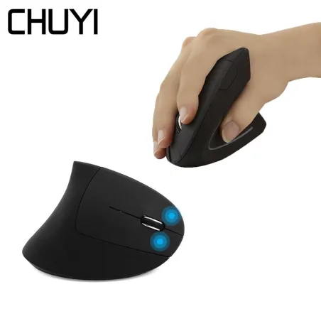 Ergonomische vertikale kabellose Maus – USB – optisch – 1600 DPI 6D – mit LED-Licht