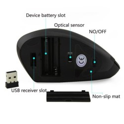 Ergonomische vertikale kabellose Maus – USB – optisch – 1600 DPI 6D – mit LED-Licht