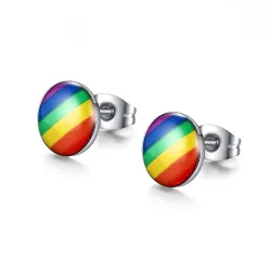 Runde Regenbogen-Ohrstecker