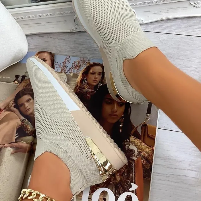 Mesh-Sportsneaker – Slip-On-Schuhe – mit hohem Plateau