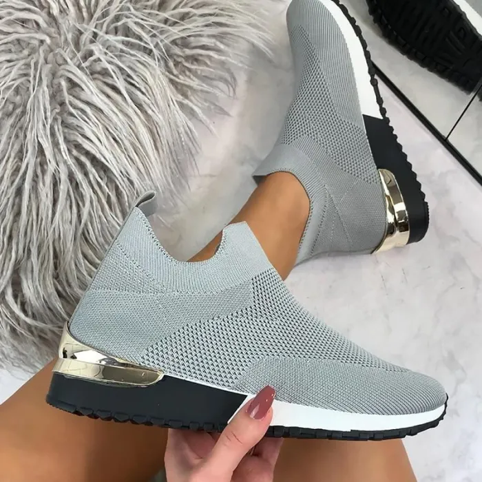 Mesh-Sportsneaker – Slip-On-Schuhe – mit hohem Plateau