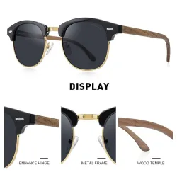 MERRYS – klassische polarisierte Sonnenbrille – halbrandlos – Holzbügel – UV400
