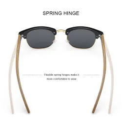 MERRYS – klassische polarisierte Sonnenbrille – halbrandlos – Holzbügel – UV400