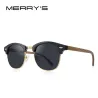MERRYS – klassische polarisierte Sonnenbrille – halbrandlos – Holzbügel – UV400